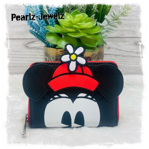 Loungefly Disney Vintage Minnie Mouse Daisy in Hat Mini Zip Around Wallet NWT